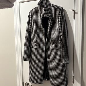 Ann Taylor Black and White Houndstooth Trench Coat